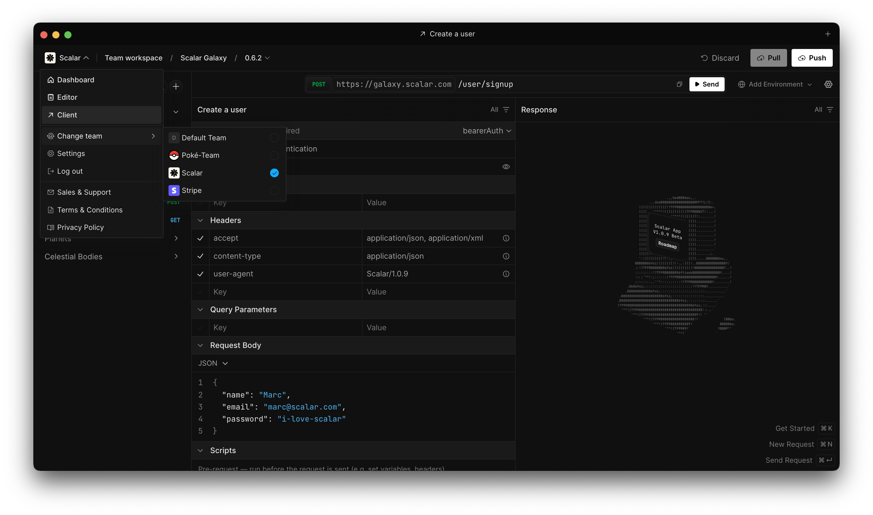 Team workspaces and Scalar Registry